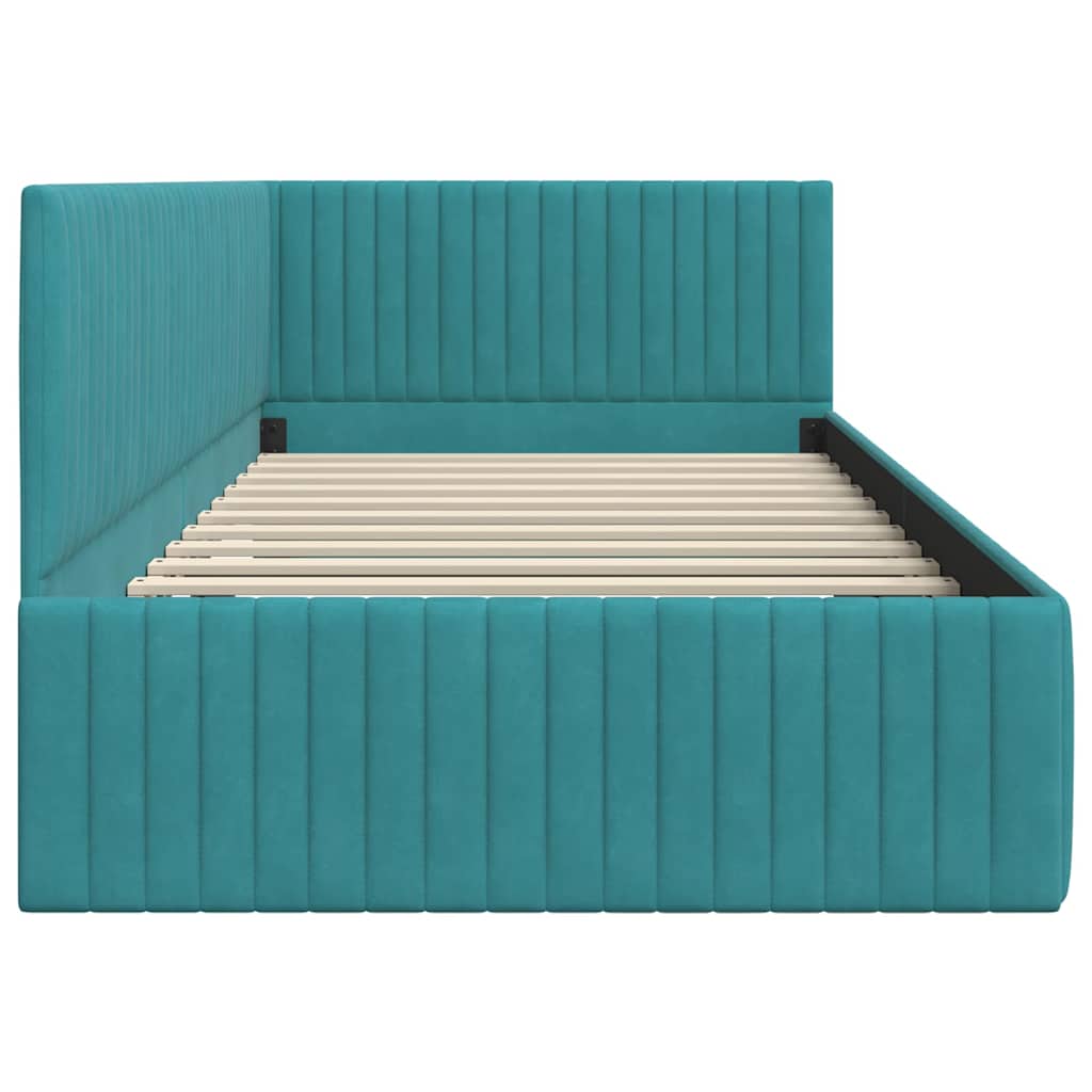 Hoekbedframe met hoofdeinde Turquoise 100 cm x 200 cm Fluweel