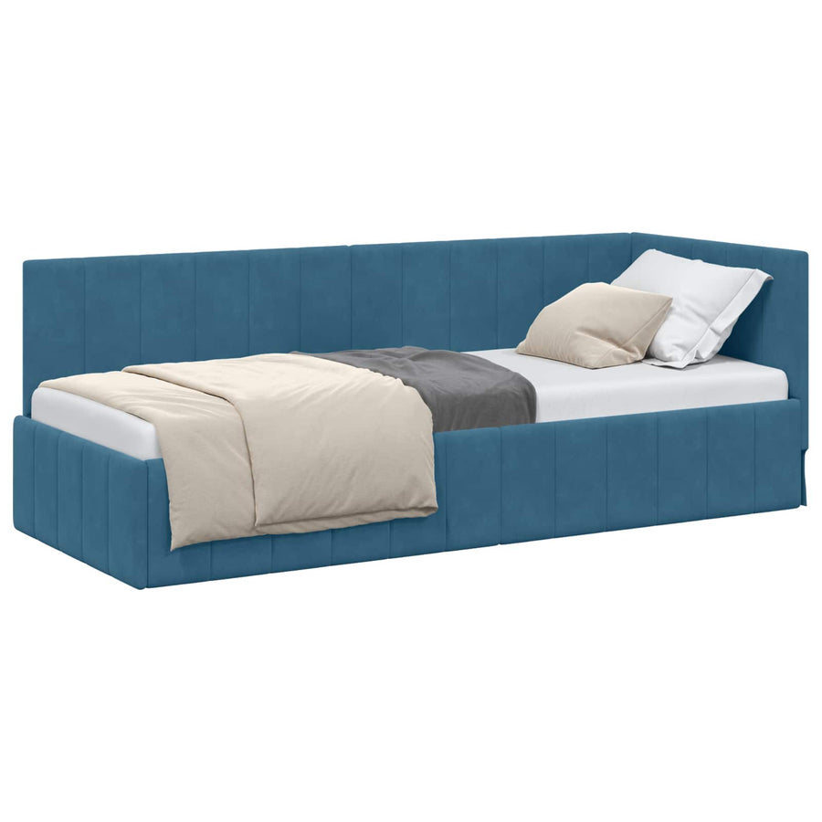 Hoekbedframe met hoofdeinde Blauw 80 cm x 200 cm Fluweel
