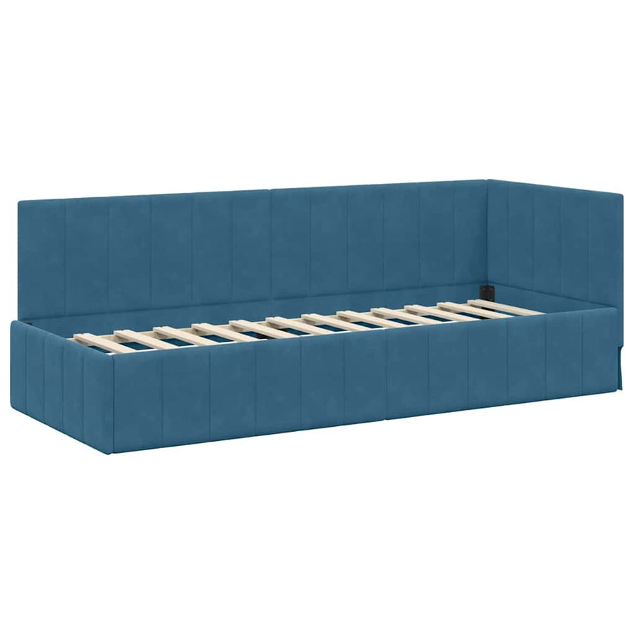 Hoekbedframe met hoofdeinde Blauw 80 cm x 200 cm Fluweel