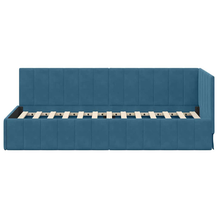 Hoekbedframe met hoofdeinde Blauw 80 cm x 200 cm Fluweel