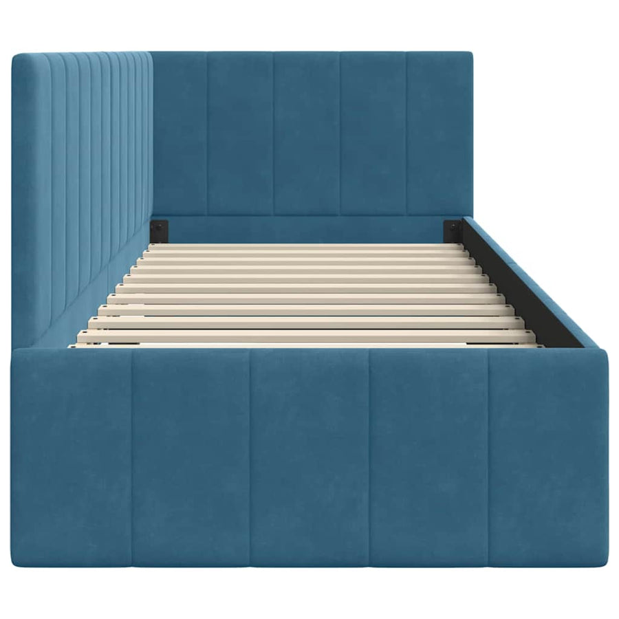 Hoekbedframe met hoofdeinde Blauw 80 cm x 200 cm Fluweel