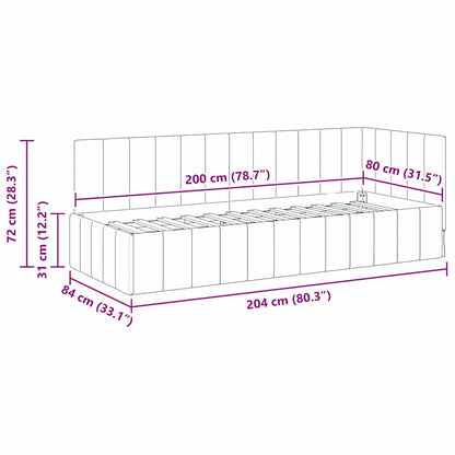 Hoekbedframe met hoofdeinde Blauw 80 cm x 200 cm Fluweel