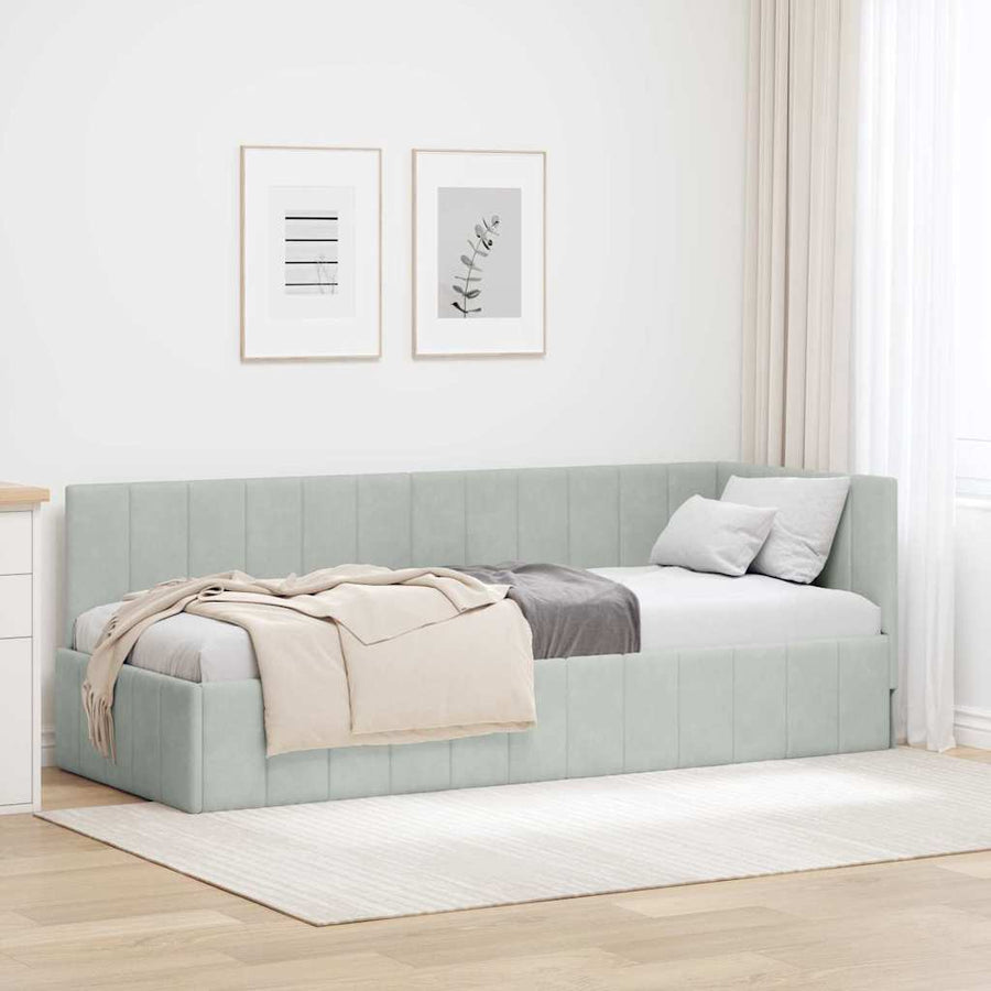 Hoekbedframe met hoofdeinde Lichtgrijs 80 cm x 200 cm Fluweel