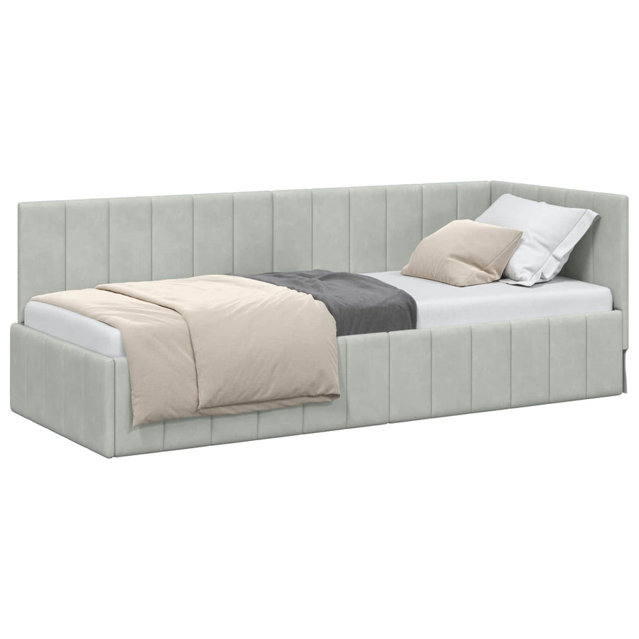 Hoekbedframe met hoofdeinde Lichtgrijs 80 cm x 200 cm Fluweel