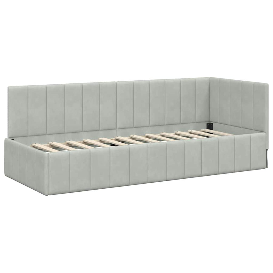 Hoekbedframe met hoofdeinde Lichtgrijs 80 cm x 200 cm Fluweel