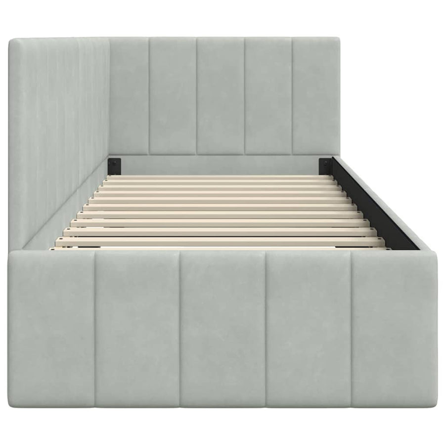 Hoekbedframe met hoofdeinde Lichtgrijs 80 cm x 200 cm Fluweel