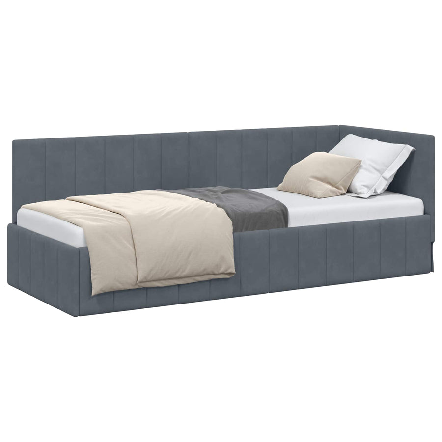 Hoekbedframe met hoofdeinde Donkergrijs 80 cm x 200 cm Fluweel