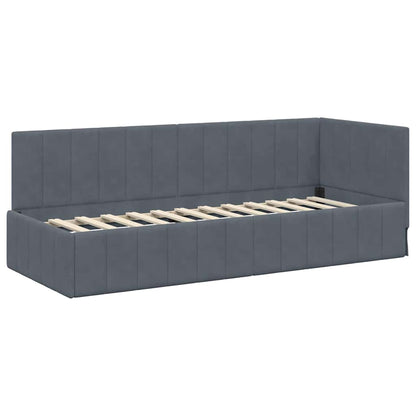 Hoekbedframe met hoofdeinde Donkergrijs 80 cm x 200 cm Fluweel