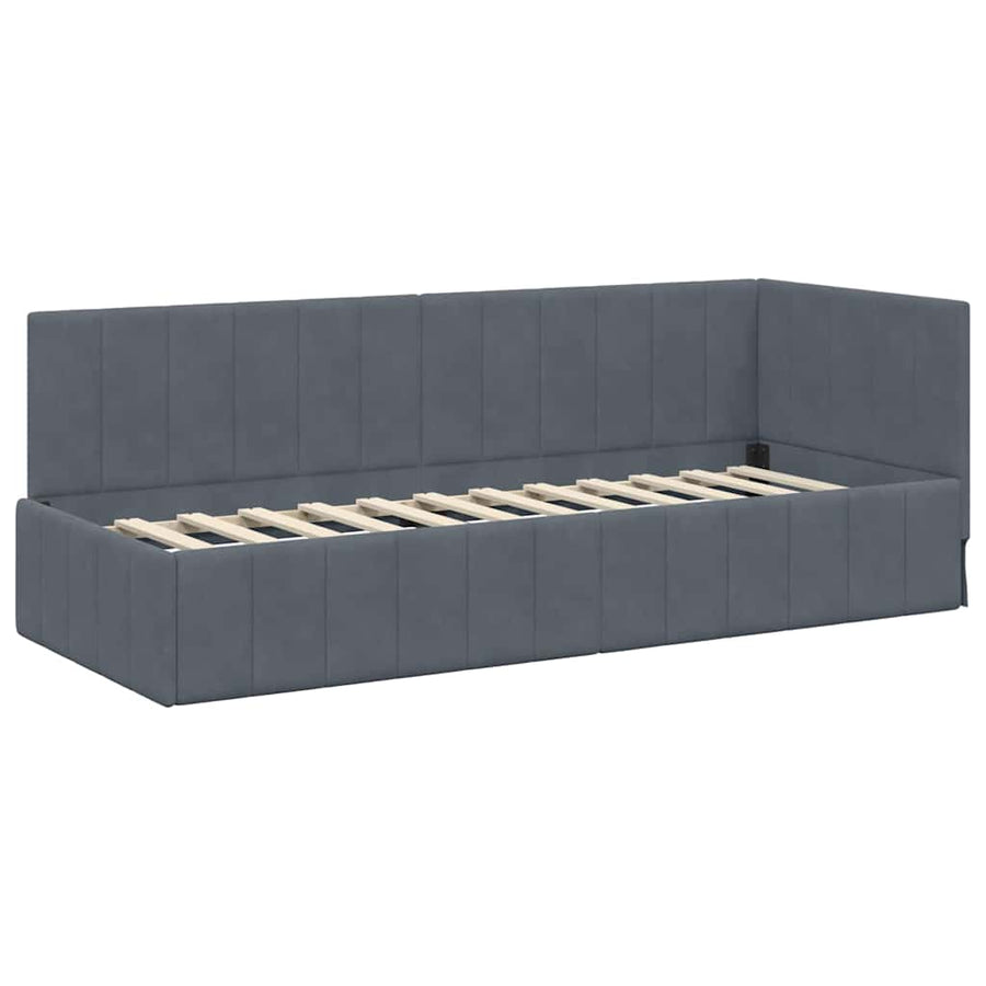 Hoekbedframe met hoofdeinde Donkergrijs 80 cm x 200 cm Fluweel