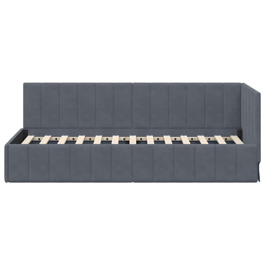 Hoekbedframe met hoofdeinde Donkergrijs 80 cm x 200 cm Fluweel