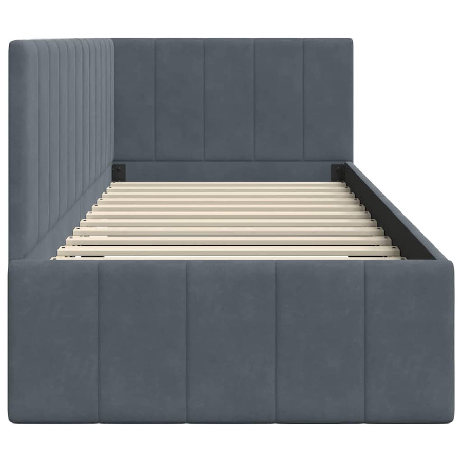 Hoekbedframe met hoofdeinde Donkergrijs 80 cm x 200 cm Fluweel
