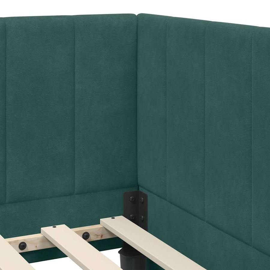 Hoekbedframe met hoofdeinde Donkergroen 80 cm x 200 cm Fluweel