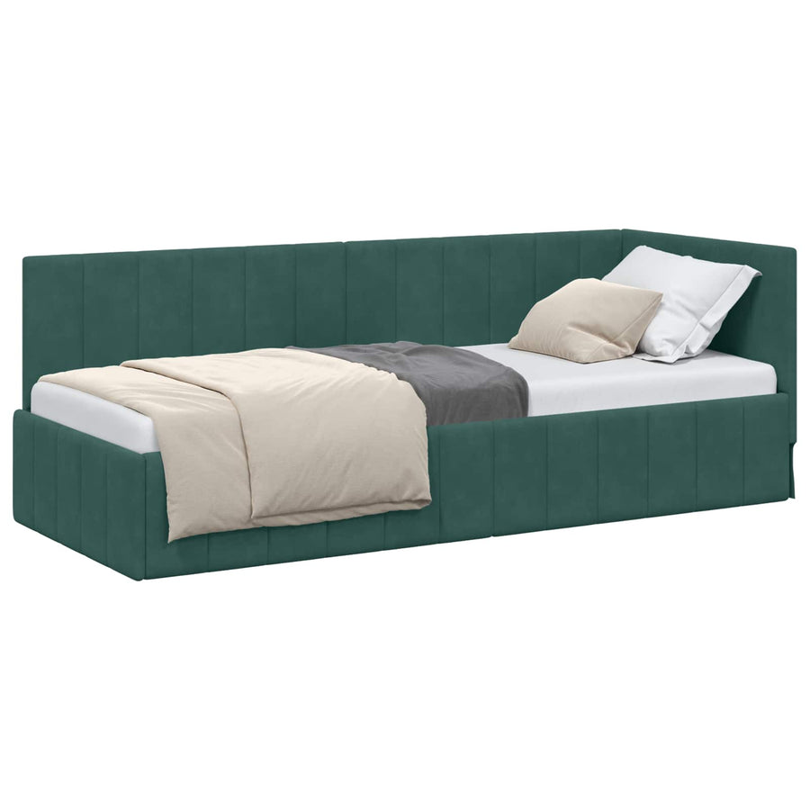 Hoekbedframe met hoofdeinde Donkergroen 80 cm x 200 cm Fluweel