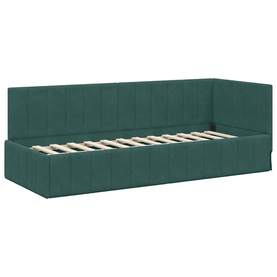 Hoekbedframe met hoofdeinde Donkergroen 80 cm x 200 cm Fluweel