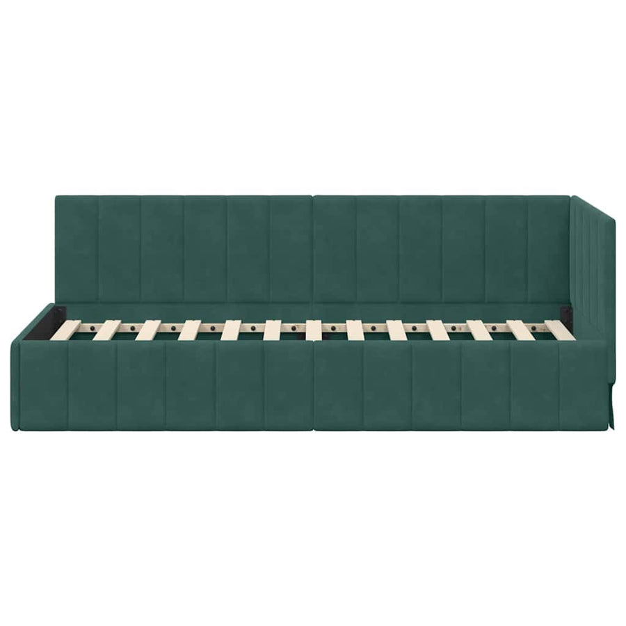 Hoekbedframe met hoofdeinde Donkergroen 80 cm x 200 cm Fluweel
