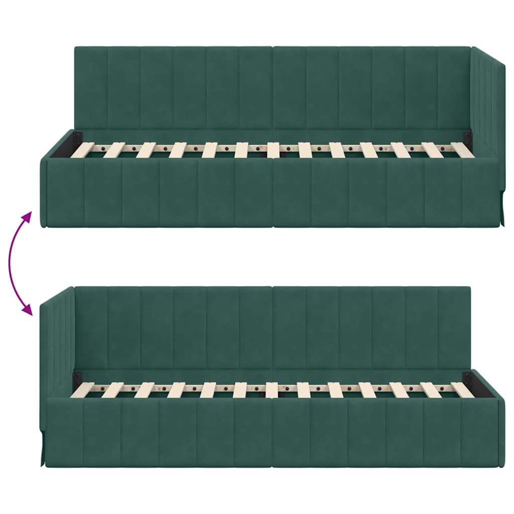 Hoekbedframe met hoofdeinde Donkergroen 80 cm x 200 cm Fluweel