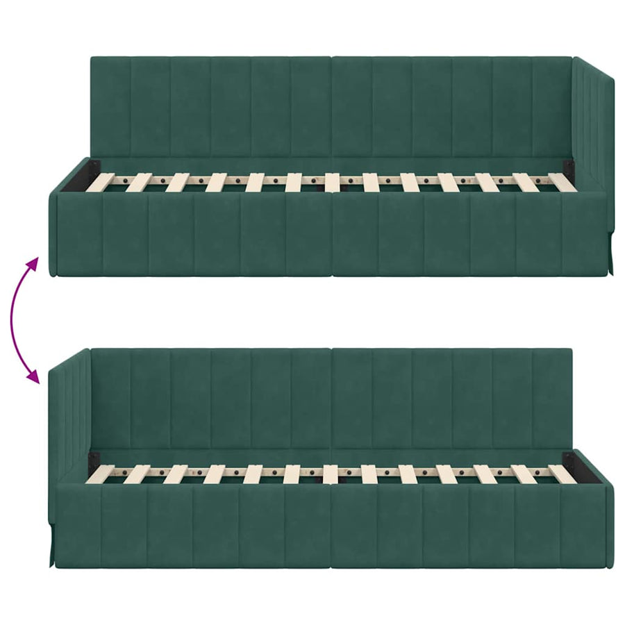 Hoekbedframe met hoofdeinde Donkergroen 80 cm x 200 cm Fluweel