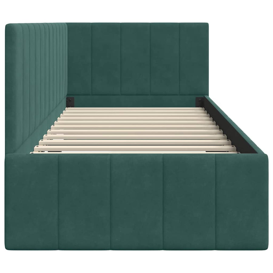 Hoekbedframe met hoofdeinde Donkergroen 80 cm x 200 cm Fluweel