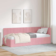 Hoekbedframe 80x200 cm roze fluweel