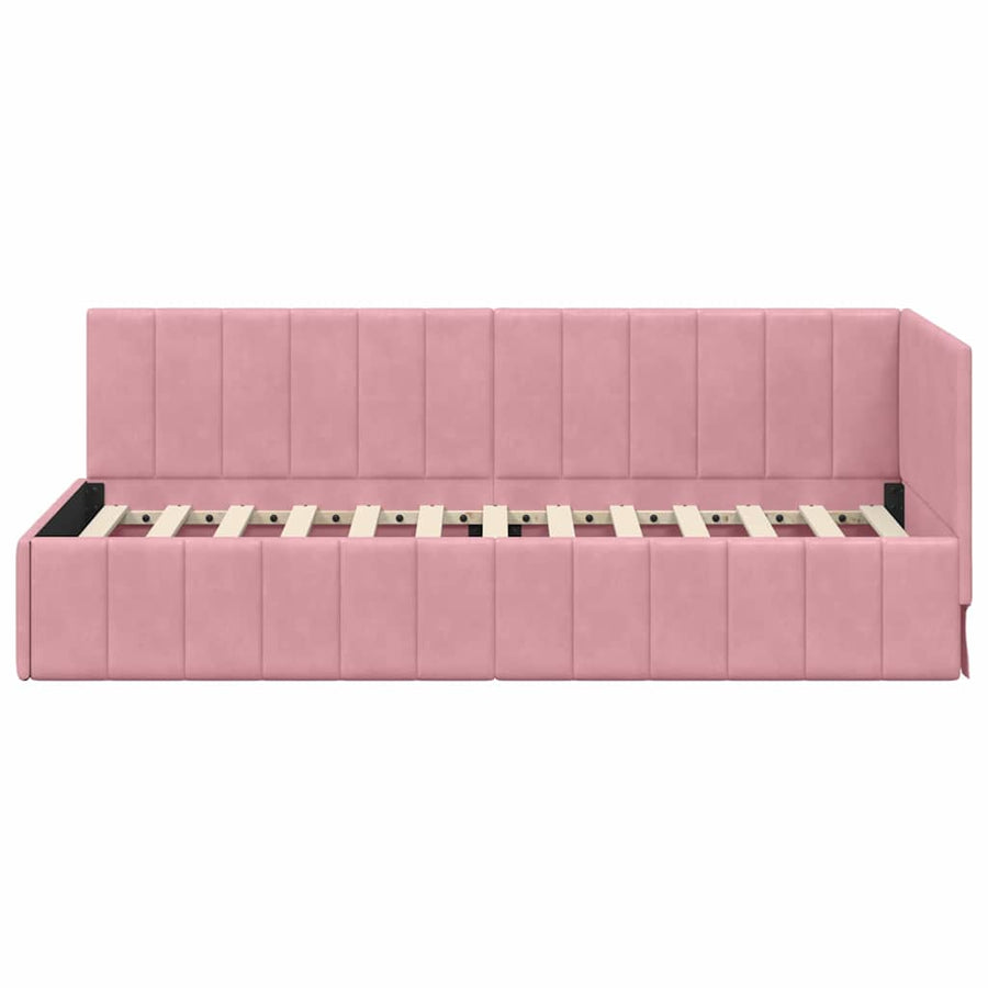 Hoekbedframe met hoofdeinde Roze 80 cm x 200 cm Fluweel