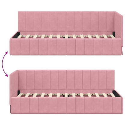 Hoekbedframe met hoofdeinde Roze 80 cm x 200 cm Fluweel