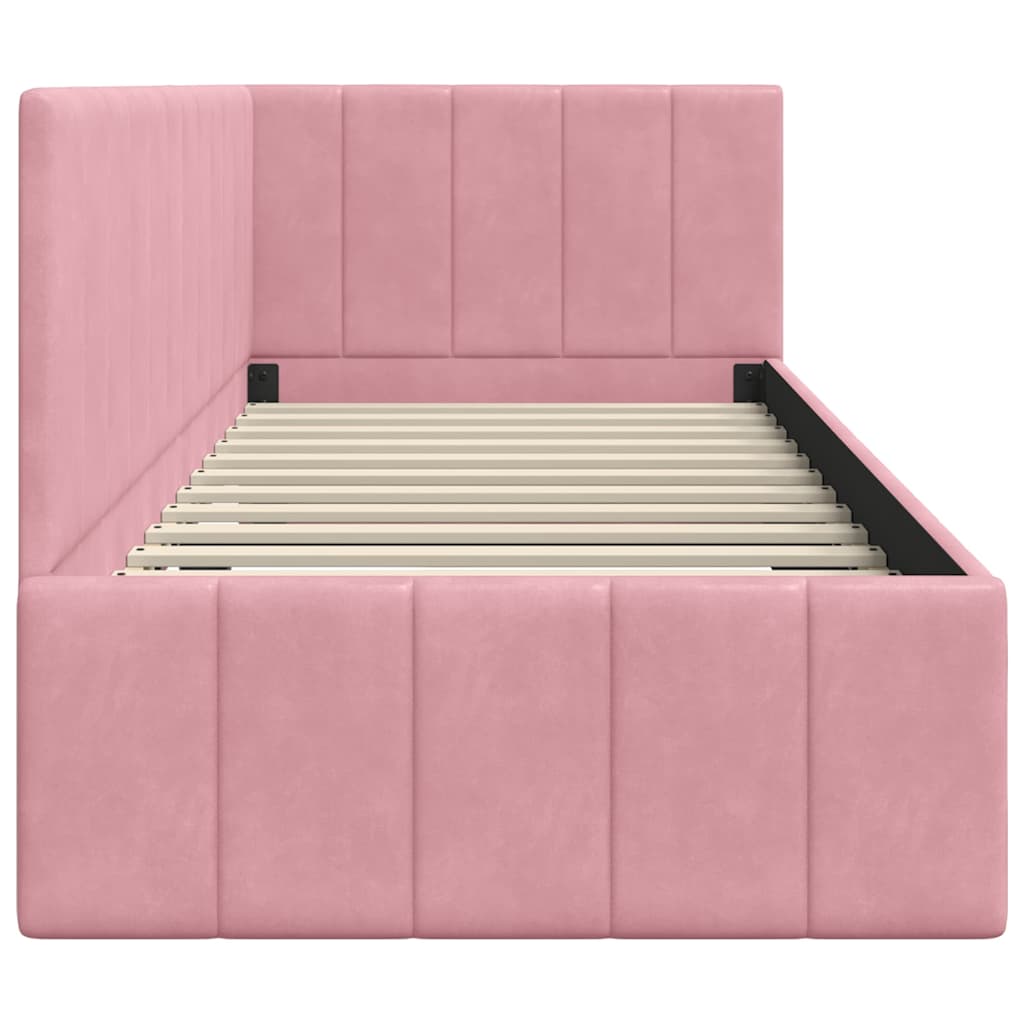 Hoekbedframe met hoofdeinde Roze 80 cm x 200 cm Fluweel