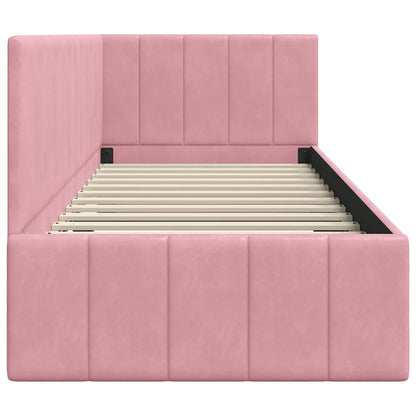 Hoekbedframe met hoofdeinde Roze 80 cm x 200 cm Fluweel