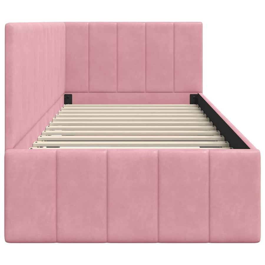 Hoekbedframe met hoofdeinde Roze 80 cm x 200 cm Fluweel