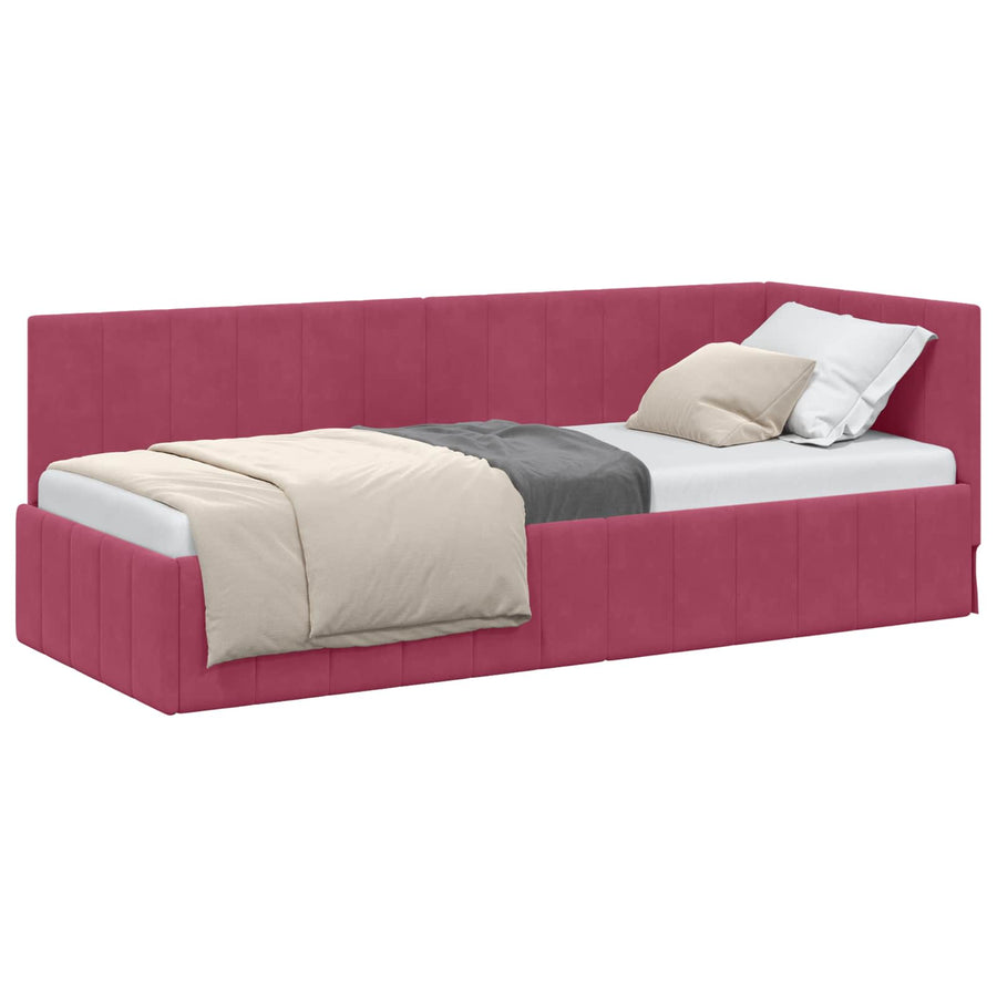 Hoekbedframe met hoofdeinde Wijnrood 80 cm x 200 cm Fluweel