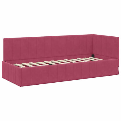 Hoekbedframe met hoofdeinde Wijnrood 80 cm x 200 cm Fluweel