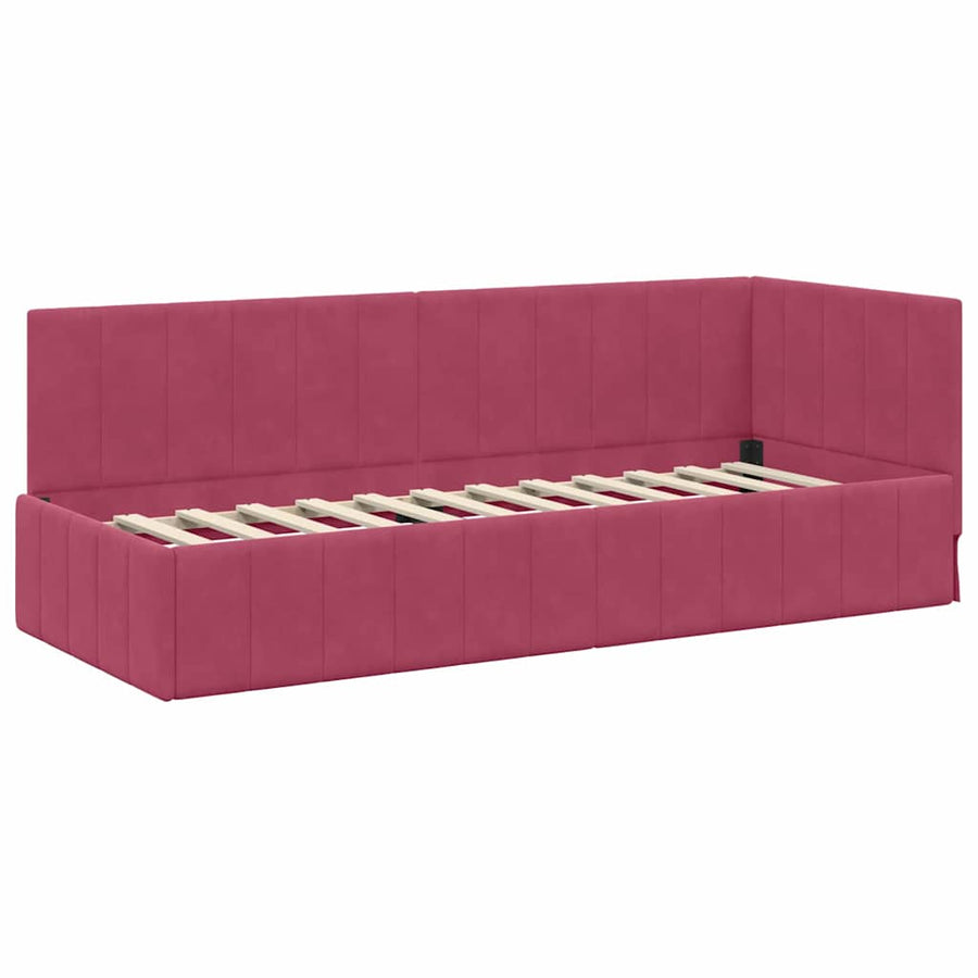 Hoekbedframe met hoofdeinde Wijnrood 80 cm x 200 cm Fluweel