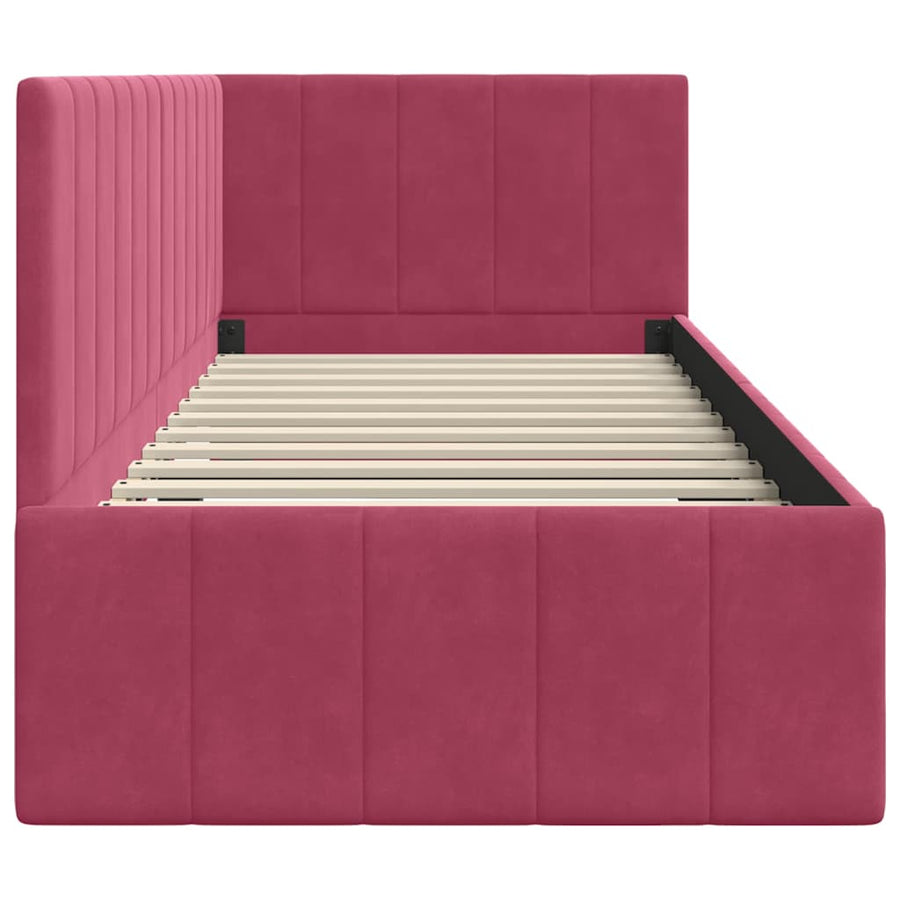 Hoekbedframe met hoofdeinde Wijnrood 80 cm x 200 cm Fluweel