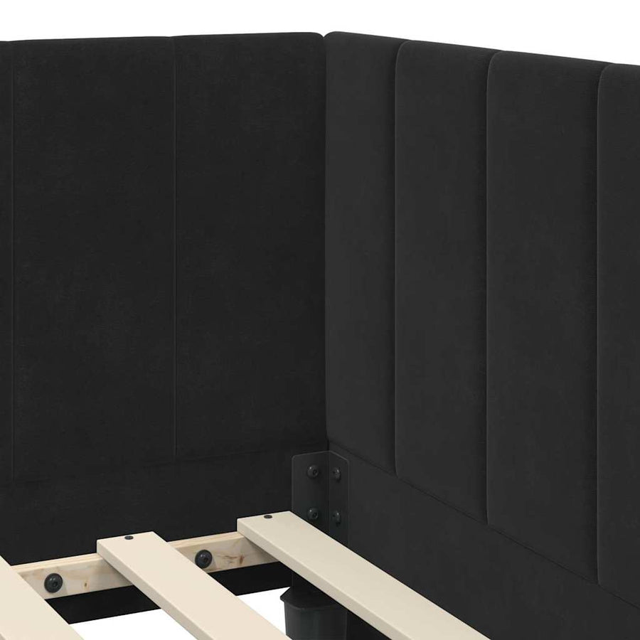 Hoekbedframe met hoofdeinde Zwart 80 cm x 200 cm Fluweel