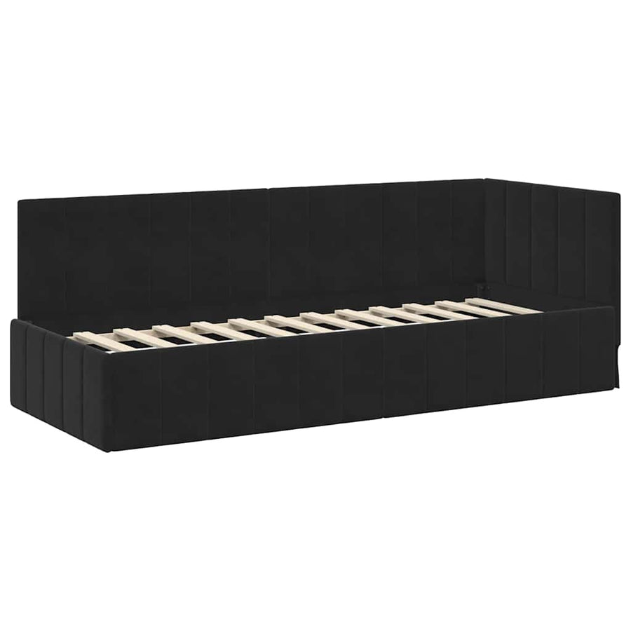 Hoekbedframe met hoofdeinde Zwart 80 cm x 200 cm Fluweel