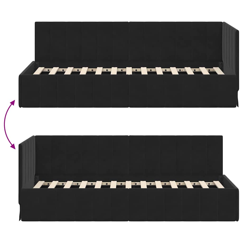 Hoekbedframe met hoofdeinde Zwart 80 cm x 200 cm Fluweel