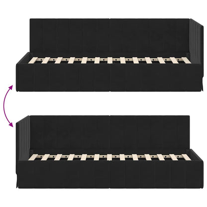 Hoekbedframe met hoofdeinde Zwart 80 cm x 200 cm Fluweel