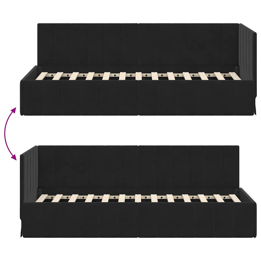Hoekbedframe met hoofdeinde Zwart 80 cm x 200 cm Fluweel