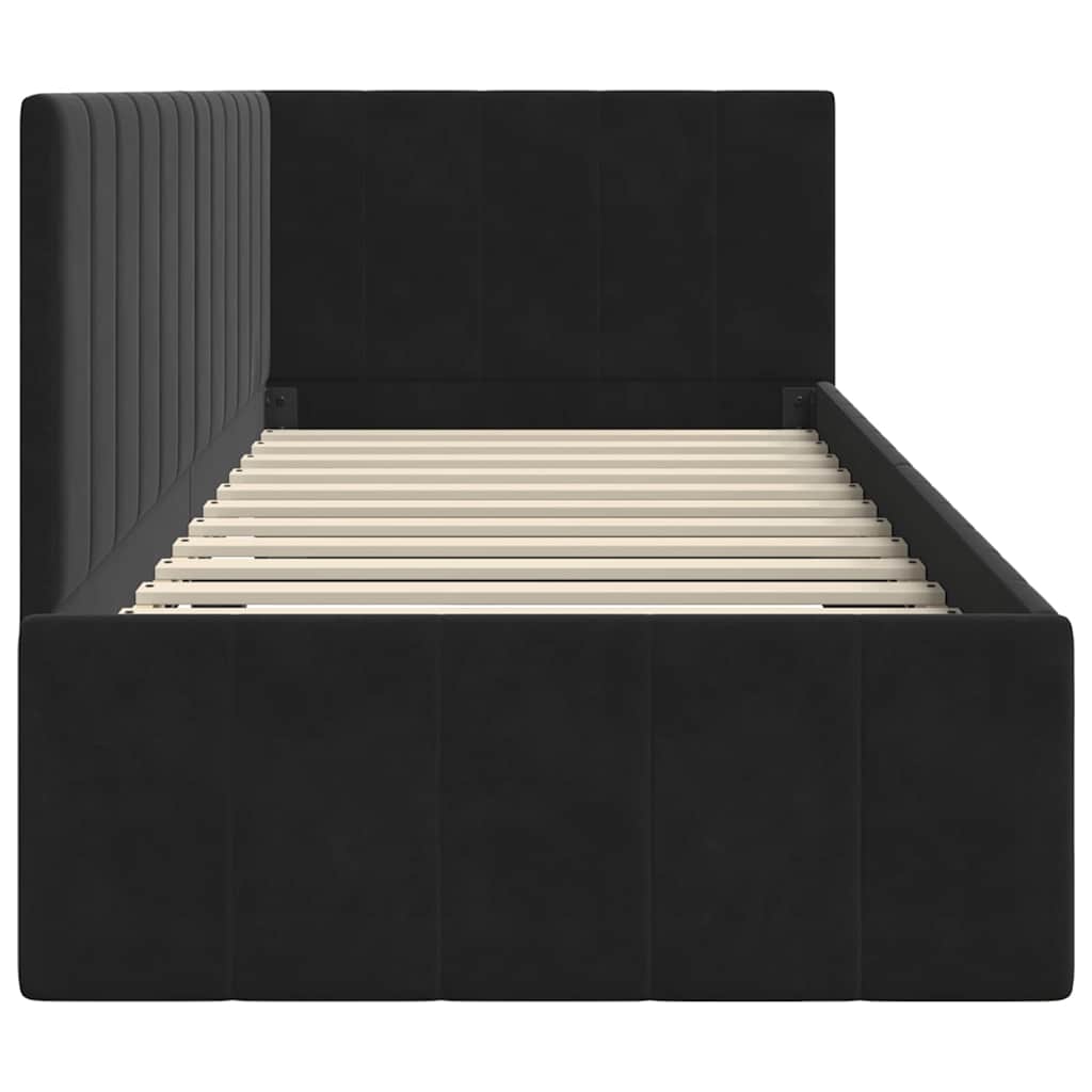 Hoekbedframe met hoofdeinde Zwart 80 cm x 200 cm Fluweel