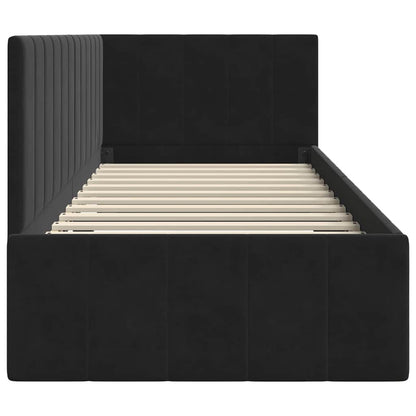 Hoekbedframe met hoofdeinde Zwart 80 cm x 200 cm Fluweel