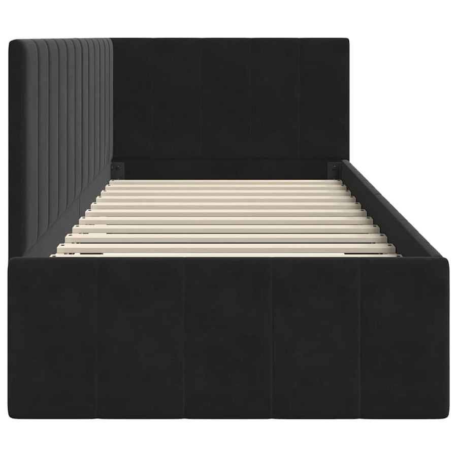 Hoekbedframe met hoofdeinde Zwart 80 cm x 200 cm Fluweel