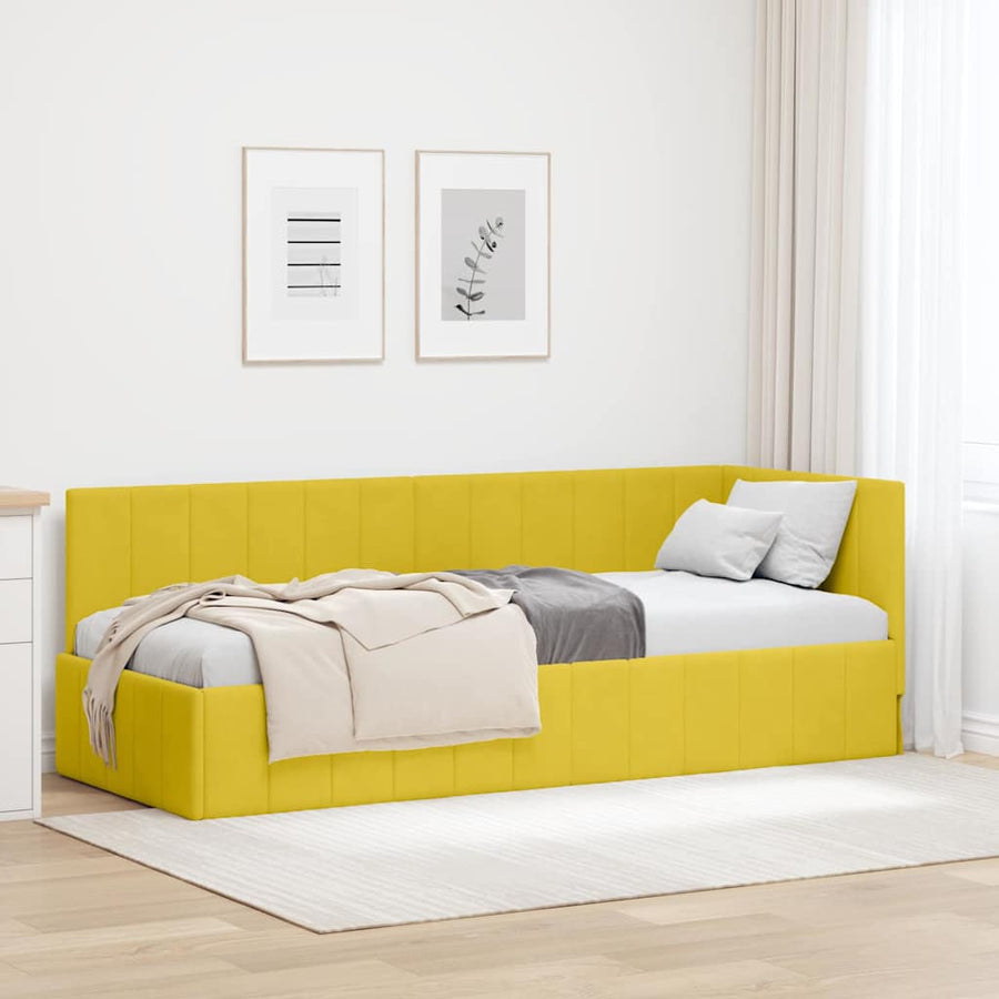 Hoekbedframe met hoofdeinde Geel 80 cm x 200 cm Fluweel