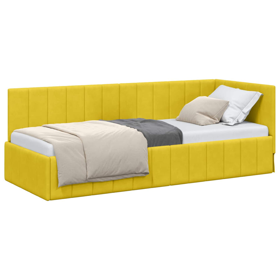 Hoekbedframe met hoofdeinde Geel 80 cm x 200 cm Fluweel