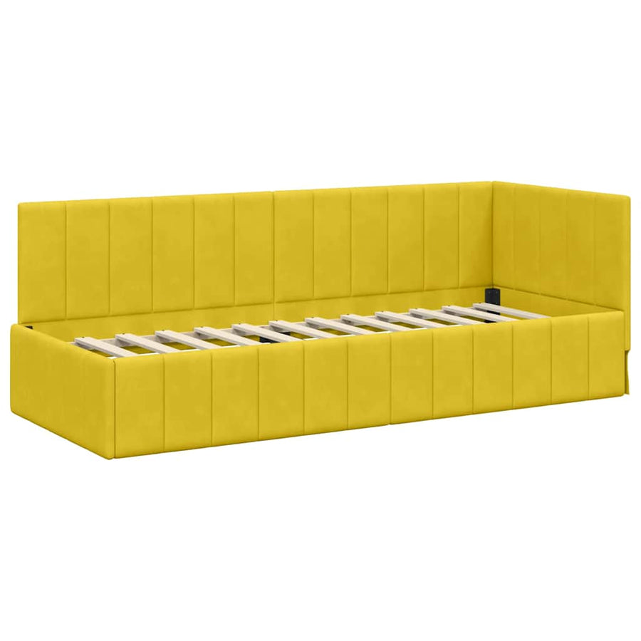 Hoekbedframe met hoofdeinde Geel 80 cm x 200 cm Fluweel