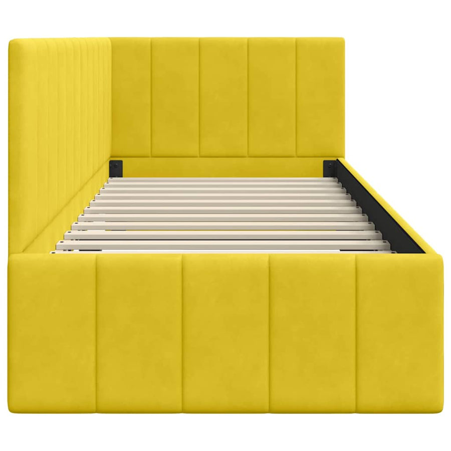 Hoekbedframe met hoofdeinde Geel 80 cm x 200 cm Fluweel
