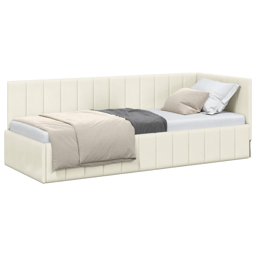 Hoekbedframe met hoofdeinde Crème 80 cm x 200 cm Fluweel