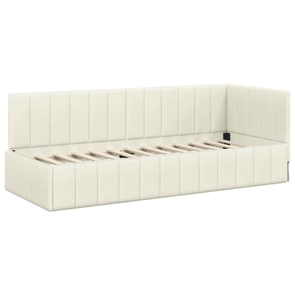 Hoekbedframe met hoofdeinde Crème 80 cm x 200 cm Fluweel