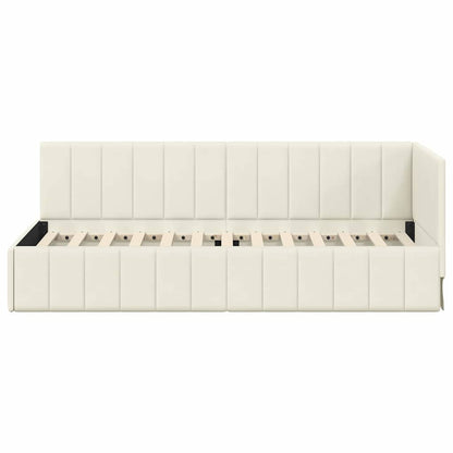 Hoekbedframe met hoofdeinde Crème 80 cm x 200 cm Fluweel