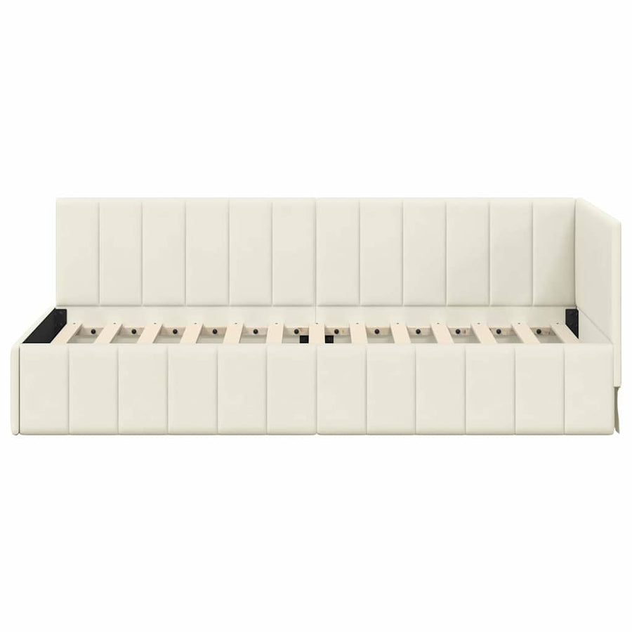Hoekbedframe met hoofdeinde Crème 80 cm x 200 cm Fluweel