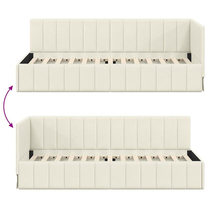 Hoekbedframe met hoofdeinde Crème 80 cm x 200 cm Fluweel