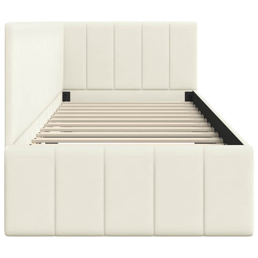 Hoekbedframe met hoofdeinde Crème 80 cm x 200 cm Fluweel